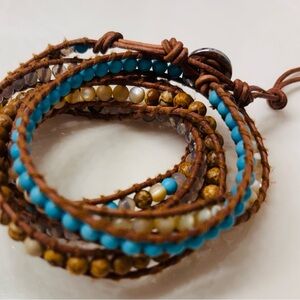 Victoria EmersonBrown and Blue Beaded Wrap Bracelet
